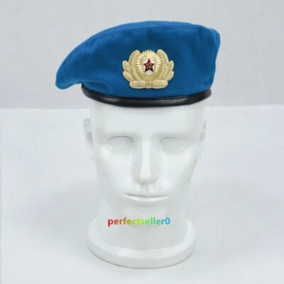 Soviet Union Paratroops M69/M88 Hat Beret Cap Blue Metal w/Badge Accessories New - Image 1 of 4
