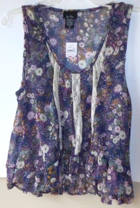 Lucie Rose Women's Floral Sleeveless Sheer Top Size: XL  - Picture 1 of 4