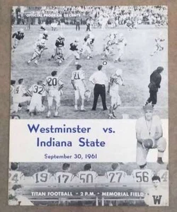 INDIANA STATE @ WESTMINSTER COLLEGE FOOTBALL PROGRAM - 1961 - EX SHAPE - Picture 1 of 1
