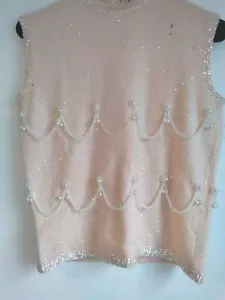 Vtg Marianne Fashions Beaded Lambs Wool And Angora Size L 1950s 1960s Holiday - Picture 1 of 9