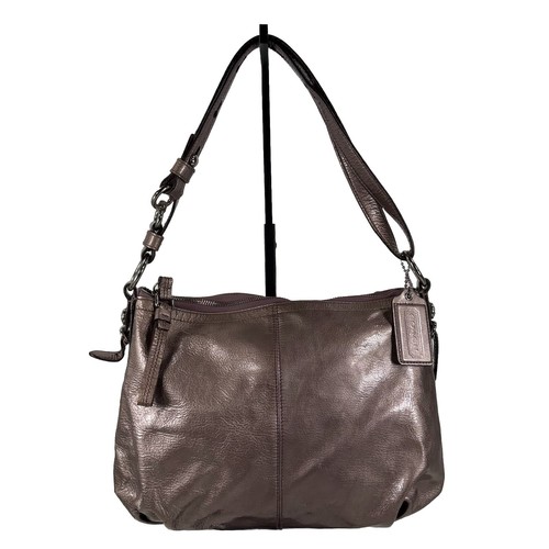 Borsa a tracolla Coach viola ghiaccio vernice pelle Mia 15728