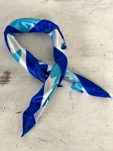 Vintage Neck Scarf Neckerchief Bandana Blue Floral Butterfly Square Shape - Picture 1 of 5