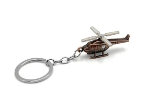 Helicopter Aircraft Helicopter Key Ring Pendant Made of Metal Bronze - Picture 1 of 5