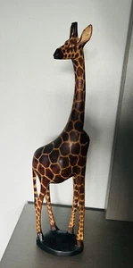 Handgefertigte hölzerne Giraffe Statue braun abstrakt Tiere Holz 24" hoch - Bild 1 von 6