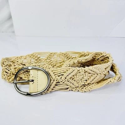 Cinturón tejido trenzado vintage para mujer Y2K marfil beige crema talla única Foto 1 de 4