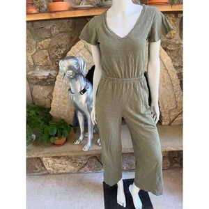 UpWest Short Sleeve V-Neck Green Cotton Jumpsuit with Pockets Size XS - Picture 1 of 8
