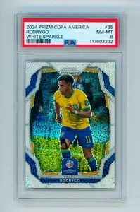 2024 Rodrygo Panini Prizm Copa America White Sparkle Brazil Card SSP PSA 8 - Bild 1 von 3