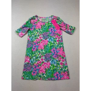 Lilly Pulitzer Girls Dress M 10-12 Tropical Floral Print Pink Green Blue NWT - Picture 1 of 4