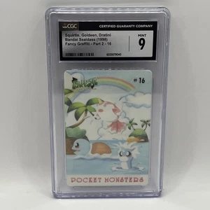 CGC 9 Squirtle Goldeen Dratini #16 Bandai Sealdass Graffiti de fantasía Pokémon s405 - Imagen 1 de 2
