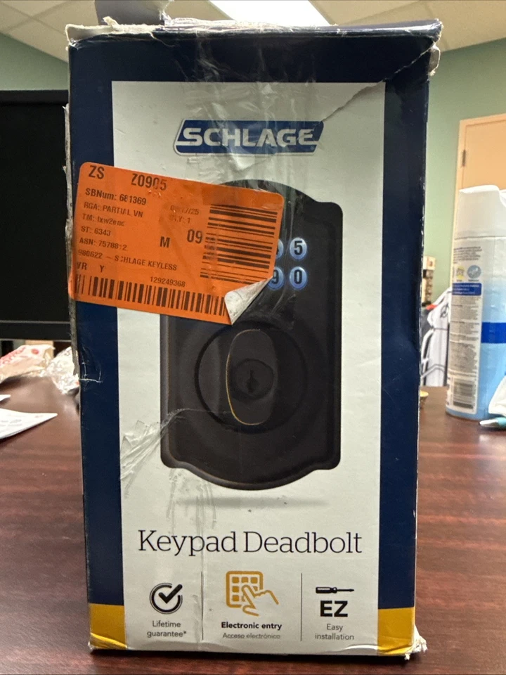 Teclado Schlage Deadbolt, alimentado por batería, bronce envejecido CAJA ABIERTA ENVÍO GRATUITO Foto 1 de 4