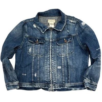 Chaqueta Denim & Supply Ralph Lauren Denim Envejecida Cremallera Completa Para Mujer Talla Grande Foto 1 de 4