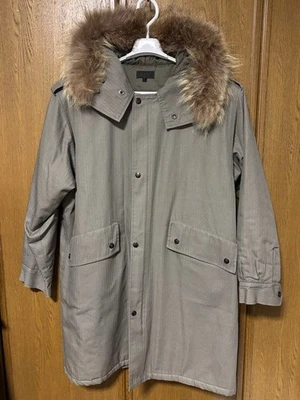 A.P.C. Gray Military Jacket Fur Hoodie 1 Warm Quilted Used JAPAN - Image 1 of 4