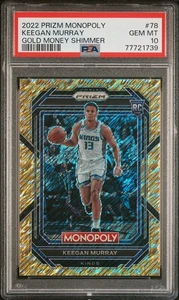 2022 Panini Prizm Monopoly #78 Gold Money Shimmer /500 Keegan Murray PSA 10 - Bild 1 von 2