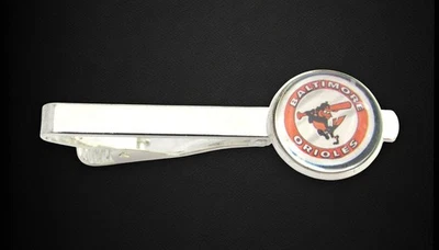 Baseball Card Tie Clip, Baltimore Orioles Wedding Jewelry Tie Bar - Image 1 of 4