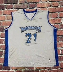 Vintage Champion Kevin Garnett Jersey Minnesota Timberwolves #21 Gray Silver XXL - Picture 1 of 9