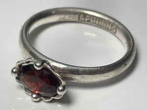 'SPINNING 925' sterling silver and oval garnet ring band size M JANUARY BIRTHDAY - Picture 1 of 17