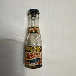 Rare original Pepsi Cola Mini Bottle 1930's 1940's Double Dot Litho Cap Soda - Picture 1 of 7