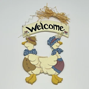 Vintage Country Papa & Mama Goose Door Hanger Hand-painted Wooden - Picture 1 of 23