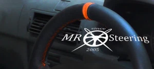 FOR 2010-2015 VOLKSWAGEN TOURAN REAL LEATHER STEERING WHEEL COVER + ORANGE STRAP - Picture 1 of 5