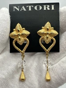 Vintage Natori Gold Plated earrings clip on #441 - Picture 1 of 6