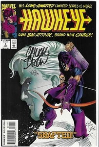 Hawkeye #1 MARVEL COMIC BOOK Chuck Dixon AUTOGRAPHED DF COA 1993 Avengers direct - Picture 1 of 3
