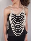 Ladies Layered Pearls Necklace for the Body Synthetic Ivory Pearl Body Jewelry