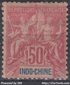 BRIEFMARKE INDOCHINA GRUPPE 50c PINK NR. 13 NEU * GUMMI MIT SCHARNIER - ANSEHEN - Bild 1 von 2