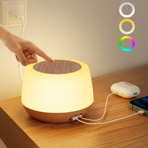 LED Nachttischlampe Nachtlicht Touch Dimmbar RGB Atmosphäre Tischlampe Akku USB - Bild 1 von 9