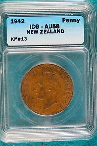 1942 ICG AU58 New Zealand Penny KM#13!! #B4907 - Picture 1 of 2