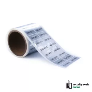Tamper Evident Security Seal Labels Stickers 40mm x 20mm Silver glossy - Picture 1 of 7