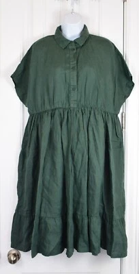 Женское зеленое льняное платье-долмен Max Mara Leisure размер XL - Изображение 1 из 4