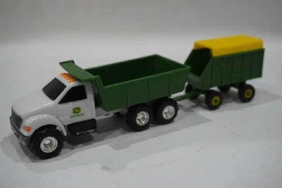 John Deere ERTL Semi Dump Truck + Green Covered Forage Wagon 1:64 Trailer - Image 1 of 4