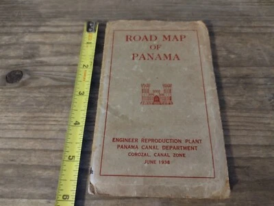 Road Map of Panama June 1938 Foldout 23" X 18" Panama Canal Department Zone - Image 1 of 4