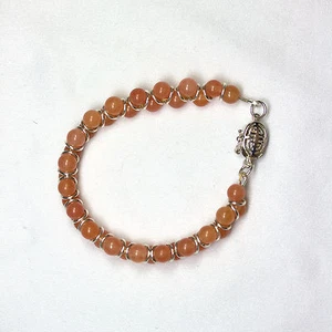 Sterling Silber .925 afrikanischer rosa Achat Armband 7,5" Handgelenk - Bild 1 von 1
