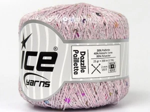 Dazzle Paillette Pink, Silver with Rainbow Mini Sequin 80903 Ice Yarns 25g 218y - Picture 1 of 5