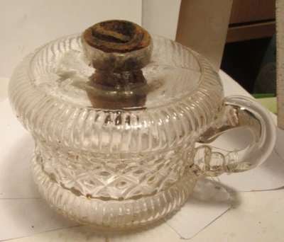 antigua base lámpara aceite vidrio diseño elegante 3" alto, 4" ancho dedo sostener americano Foto 1 de 4