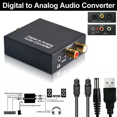 Coaxial Toslink Digital to Analog Audio Converter Adapter RCA 3.5mm Jack L/R - Image 1 of 4