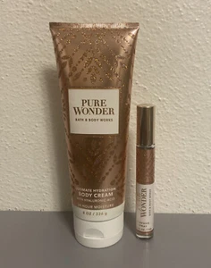 (2 Pcs) Bath & Body Works *PURE WONDER* Mini Perfume .23 Oz & Body Cream 8 Oz❤️ - Picture 1 of 2