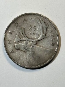 COLLECTABLE 1950 Canada 25 Cent SILVER Coin - Picture 1 of 2