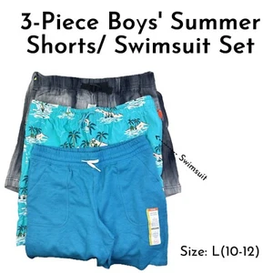 Boys' 3 Piece Casual Summer Set, Adjustable Shorts & Swimsuit Size L (10-12) - Picture 1 of 7