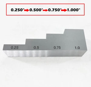 Blocchi di calibrazione ad ultrasuoni con alluminio 0,250" 0,500" 0,750" 1.000" 6063 - Foto 1 di 11