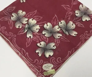 Vintage Hankie Dogwood Flowers Handkerchief Hand Printed ~NEW w/ Stickers 15” - Picture 1 of 6