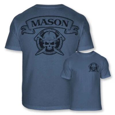 Camiseta de albañil calavera huesos cruzados albañilería cantero albañil mezcla suave camiseta A110 Foto 1 de 3