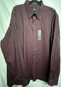 NEW J. Ferrar 3XLT Long Sleeve Button Dress Shirt Maroon/Burgundy Pit: 31” NWT