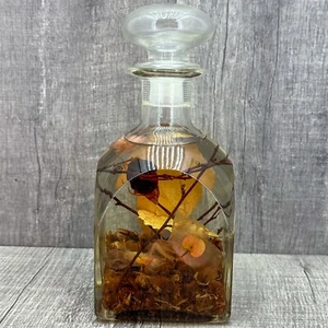 Vintage Italian Decorative Kitchen Infused Oil Herbs Glass Bottle Decor 8" Tall - Picture 1 of 12