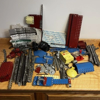 Lote De Colección De Conjunto De Montador Gilbert Piezas Libros De Construcción Ruedas Panel De Control Años 60 Foto 1 de 4