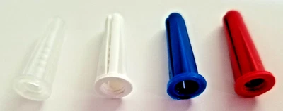 Anclajes de plástico cónicos 1/4" #10-#12 x 1" azul, rojo, blanco o transparente, hechos en EE. UU. Foto 1 de 4