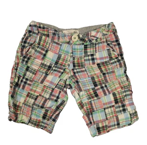 Aeropostale 100% Cotton Plaid Patchwork Bermuda Shorts Low Rise Multicolor 1/2 - Picture 1 of 18