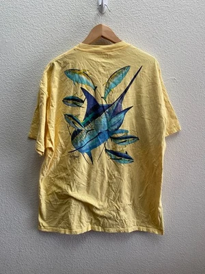 Y2K Guy Harvey 2004 Bluewater Yellow Marlin Fish T-Shirt Size 2XL Ocean Fishing - Image 1 of 4