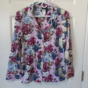 BED HEAD Baumwolle Spandex Blumen Damen Pyjama Knopfleiste Freizeit Gr. S ONLY TOP - Bild 1 von 4